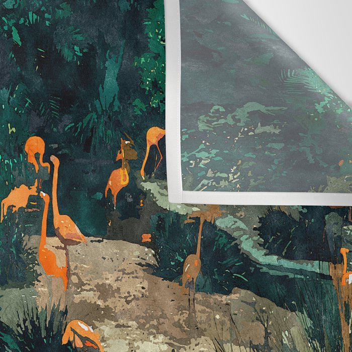 Flamingo Creek #flamingo #tropical #illustration Wall Tapestry Gallery Image 3