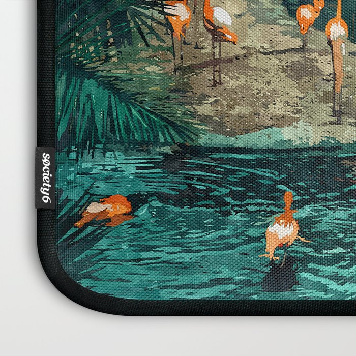 Flamingo Creek #flamingo #tropical #illustration Laptop Sleeve Gallery Image 3
