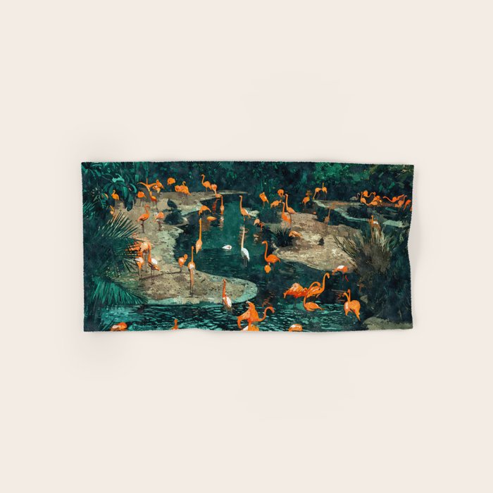 Flamingo Creek #flamingo #tropical #illustration Towels Gallery Image 1