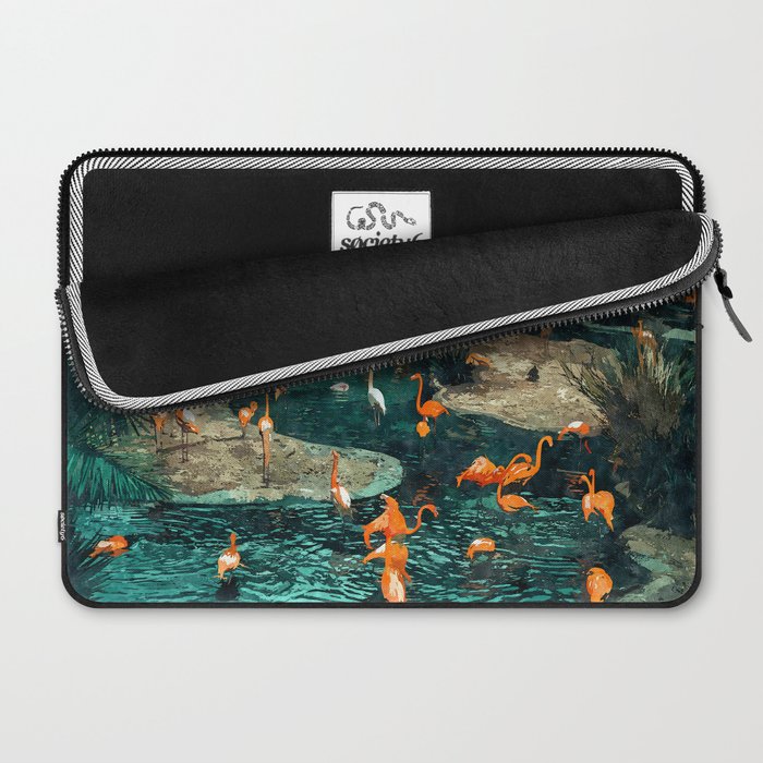 Flamingo Creek #flamingo #tropical #illustration Laptop Sleeve Gallery Image 2
