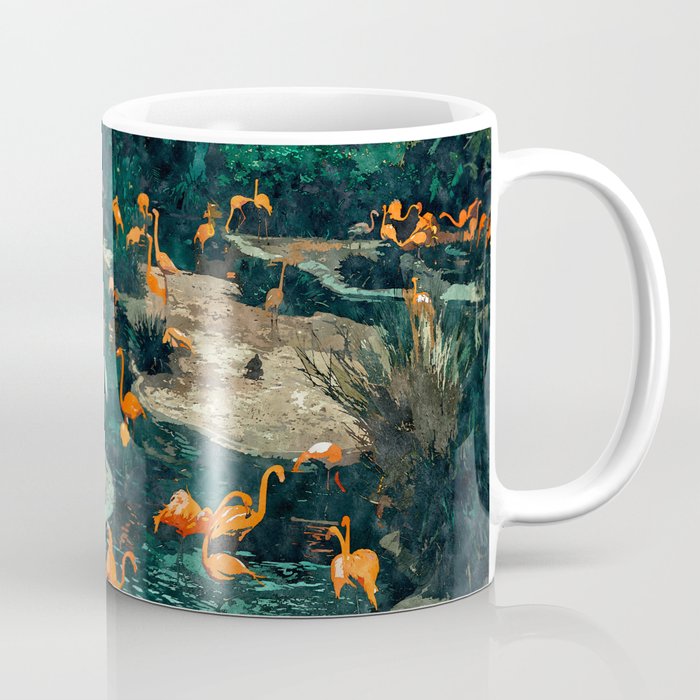 Flamingo Creek #flamingo #tropical #illustration Coffee Mug Gallery Image 1