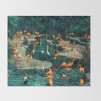 Flamingo Creek #flamingo #tropical #illustration Throw Blanket Gallery Image 2