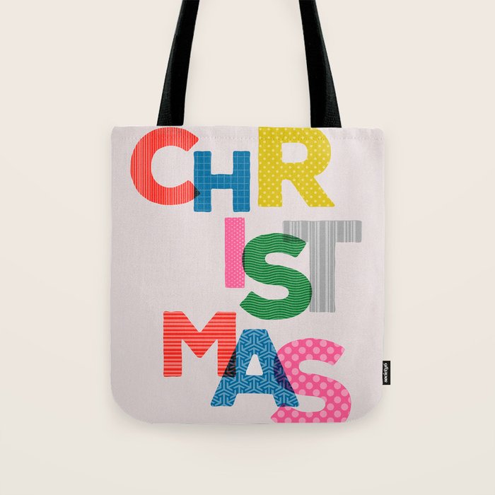 Christmas colorful typography Tote Bag Gallery Image 1