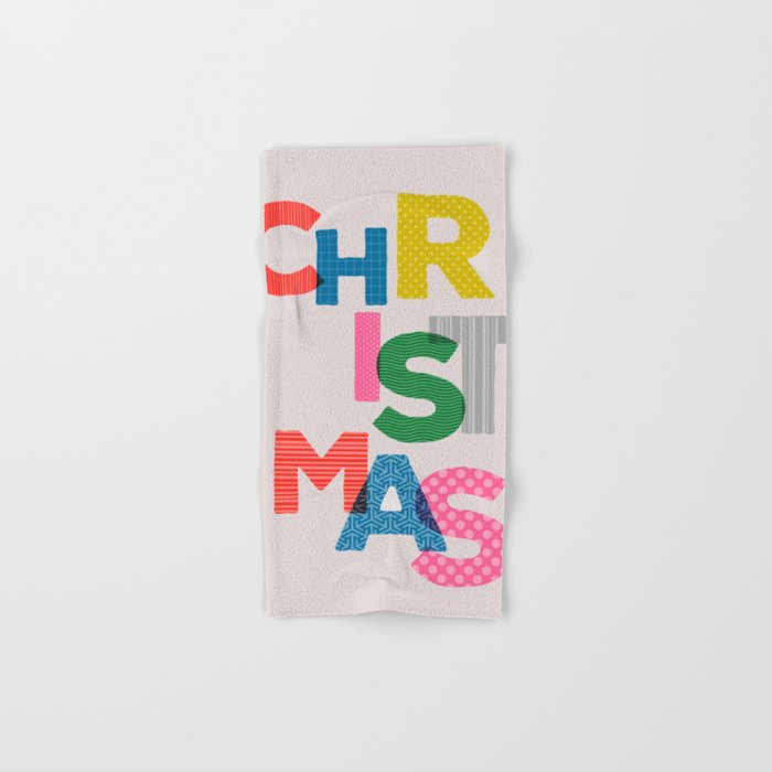 Christmas colorful typography Hand & Bath Towel Gallery Image 1