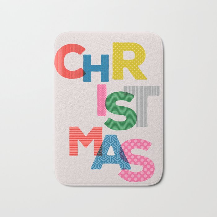 Christmas colorful typography Bath Mat Gallery Image 1