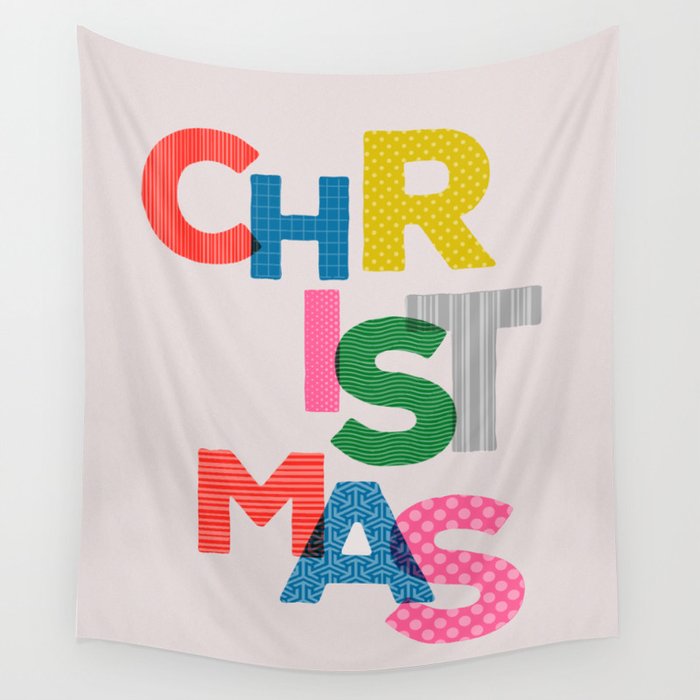 Christmas colorful typography Wall Tapestry Gallery Image 4