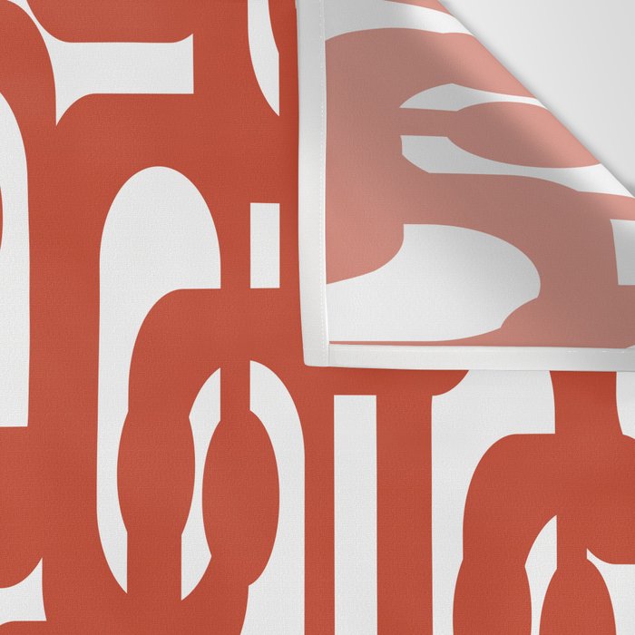 Mid Century Modern Loop Pattern in Vermilion Red and White Wall Tapestry Gallery Image 3