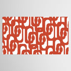 Mid Century Modern Loop Pattern in Vermilion Red and White Tablecloth Gallery Image 2