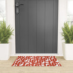 Mid Century Modern Loop Pattern in Vermilion Red and White Welcome Mat Gallery Image 3