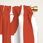 Mid Century Modern Loop Pattern in Vermilion Red and White Window Curtain Gallery Image 2