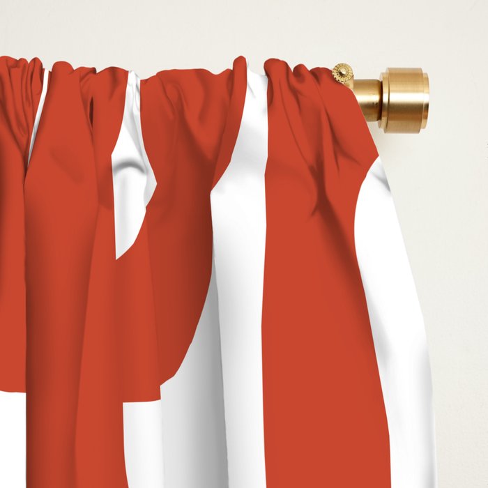 Mid Century Modern Loop Pattern in Vermilion Red and White Window Curtain Gallery Image 2