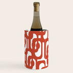 Mid Century Modern Loop Pattern in Vermilion Red and White Wine Chiller Gallery Image 2