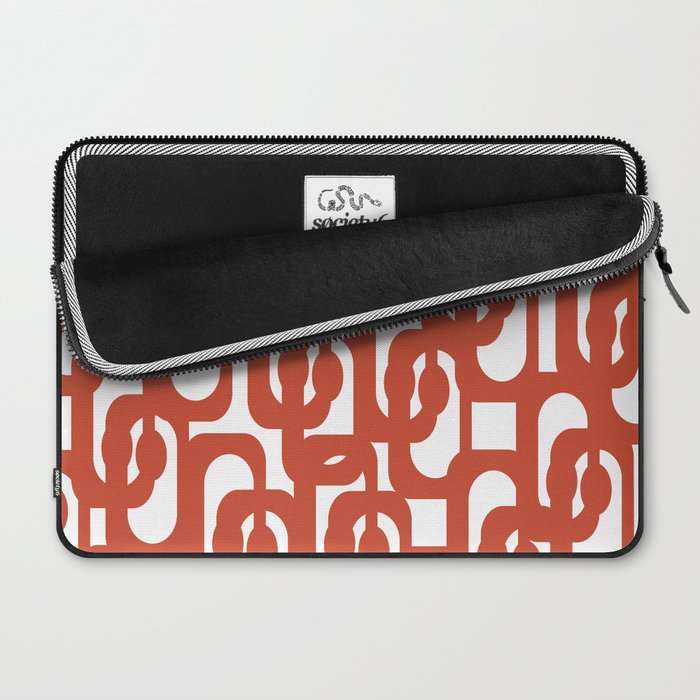 Mid Century Modern Loop Pattern in Vermilion Red and White Laptop Sleeve Gallery Image 2