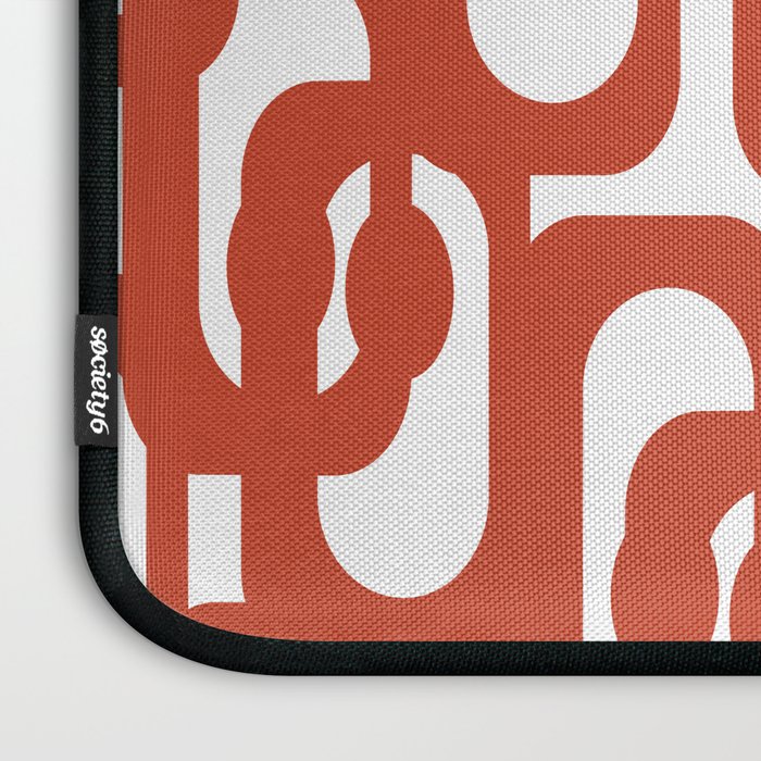 Mid Century Modern Loop Pattern in Vermilion Red and White Laptop Sleeve Gallery Image 3