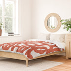 Mid Century Modern Loop Pattern in Vermilion Red and White Duvet Cover Gallery Image 2