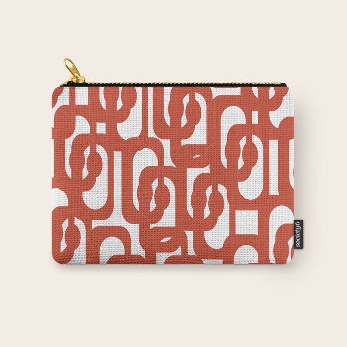 Mid Century Modern Loop Pattern in Vermilion Red and White Carry All Pouch Gallery Image 1