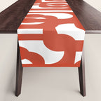 Mid Century Modern Loop Pattern in Vermilion Red and White Table Runner Gallery Image 1
