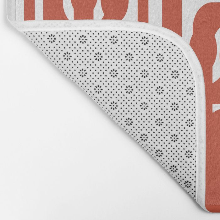 Mid Century Modern Loop Pattern in Vermilion Red and White Bath Mat Gallery Image 2