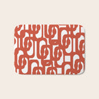 Mid Century Modern Loop Pattern in Vermilion Red and White Bath Mat Gallery Image 1
