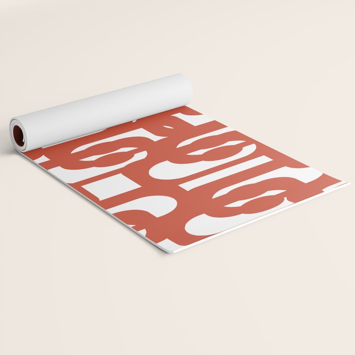 Mid Century Modern Loop Pattern in Vermilion Red and White Yoga Mat Gallery Image 2