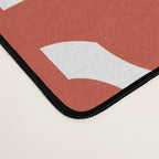 Mid Century Modern Loop Pattern in Vermilion Red and White Desk Mat Gallery Image 4