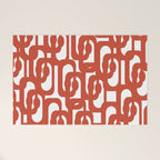 Mid Century Modern Loop Pattern in Vermilion Red and White Welcome Mat Gallery Image 1