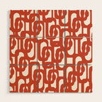 Mid Century Modern Loop Pattern in Vermilion Red and White Wood Wall Art Gallery Image 1