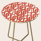 Mid Century Modern Loop Pattern in Vermilion Red and White Side Table Gallery Image 2