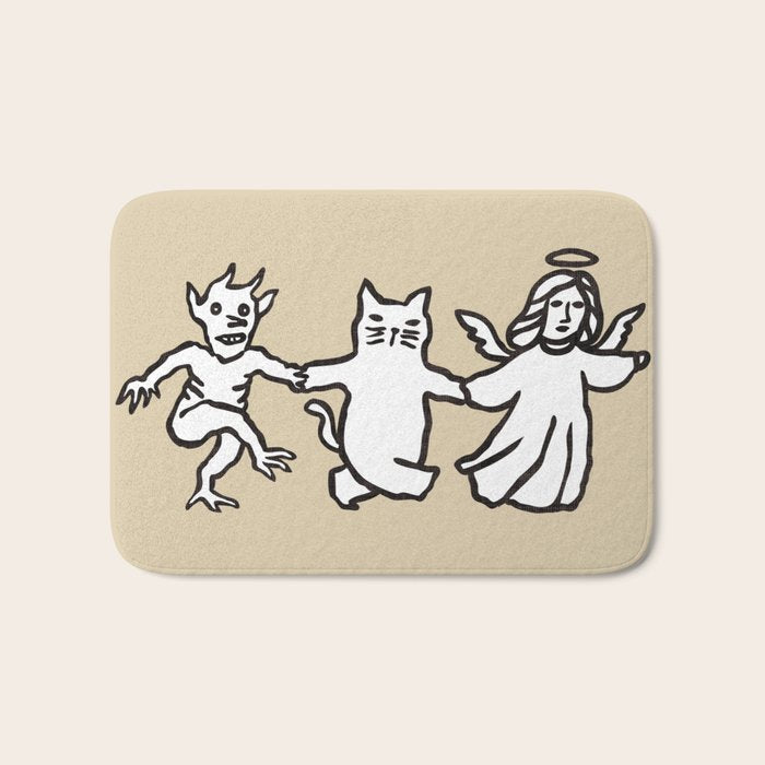 The angel and devil and cat Bath Mat Gallery Image 1