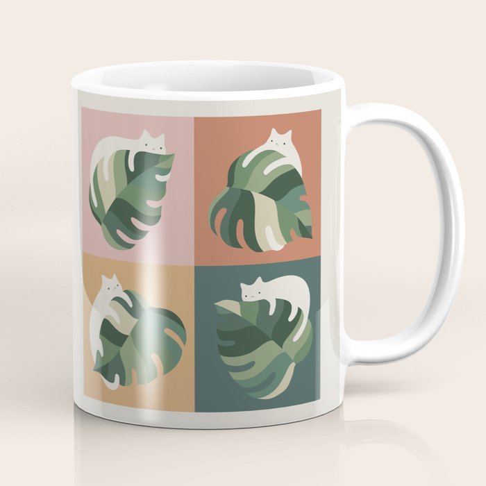 Cat and Leaf 2x2 Coffee Mug Gallery Image 1