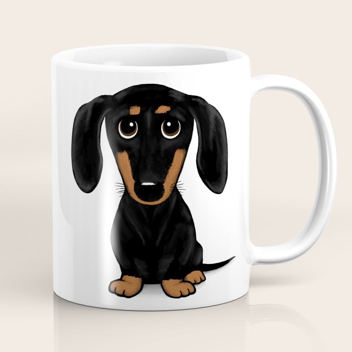 Black and Tan Dachshund | Cute Cartoon Wiener Dog Coffee Mug Gallery Image 1