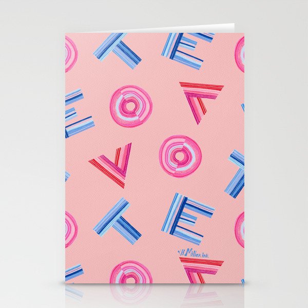 Cast Your Vote | Hand-Lettered Pattern in Peach Stationery Card Gallery Image 1
