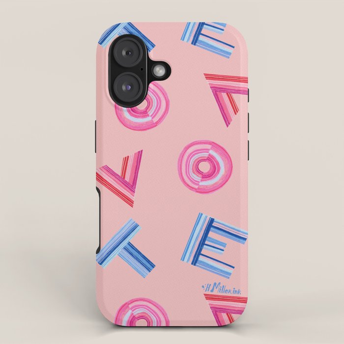 Cast Your Vote | Hand-Lettered Pattern in Peach iPhone Case Gallery Image 1