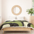 Mid Century Modern Piquet Minimalist Abstract Pattern in Olive Avocado Green and Black Duvet Cover Gallery Image 3