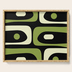 Mid Century Modern Piquet Minimalist Abstract Pattern in Olive Avocado Green and Black Serving Tray Gallery Image 1