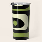 Mid Century Modern Piquet Minimalist Abstract Pattern in Olive Avocado Green and Black Travel Mug Gallery Image 3
