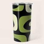 Mid Century Modern Piquet Minimalist Abstract Pattern in Olive Avocado Green and Black Travel Mug Gallery Image 1