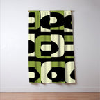Mid Century Modern Piquet Minimalist Abstract Pattern in Olive Avocado Green and Black Window Curtain Gallery Image 3