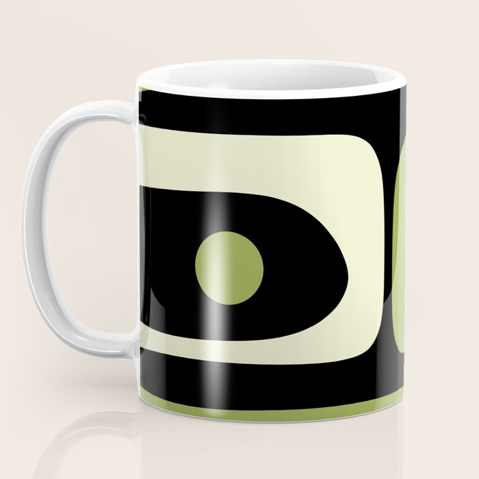 Mid Century Modern Piquet Minimalist Abstract Pattern in Olive Avocado Green and Black Coffee Mug Gallery Image 3