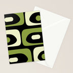 Mid Century Modern Piquet Minimalist Abstract Pattern in Olive Avocado Green and Black Stationery Card Gallery Image 2