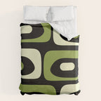 Mid Century Modern Piquet Minimalist Abstract Pattern in Olive Avocado Green and Black Duvet Cover Gallery Image 6