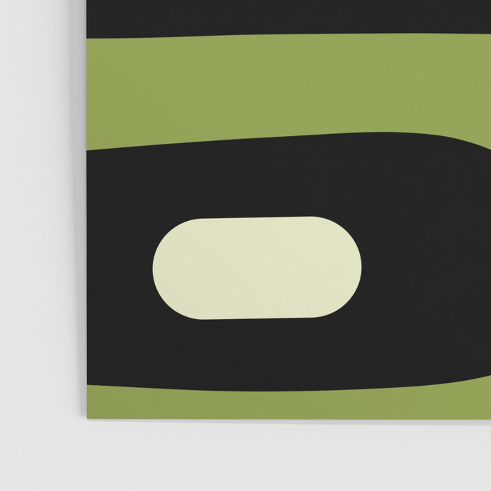 Mid Century Modern Piquet Minimalist Abstract Pattern in Olive Avocado Green and Black Poster Gallery Image 3