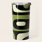Mid Century Modern Piquet Minimalist Abstract Pattern in Olive Avocado Green and Black Travel Mug Gallery Image 2