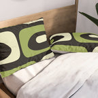 Mid Century Modern Piquet Minimalist Abstract Pattern in Olive Avocado Green and Black Pillow Sham Gallery Image 2