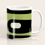 Mid Century Modern Piquet Minimalist Abstract Pattern in Olive Avocado Green and Black Coffee Mug Gallery Image 1