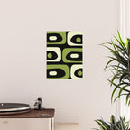 Mid Century Modern Piquet Minimalist Abstract Pattern in Olive Avocado Green and Black Poster Gallery Image 2