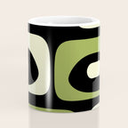 Mid Century Modern Piquet Minimalist Abstract Pattern in Olive Avocado Green and Black Coffee Mug Gallery Image 4