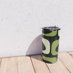 Mid Century Modern Piquet Minimalist Abstract Pattern in Olive Avocado Green and Black Travel Mug Gallery Image 4