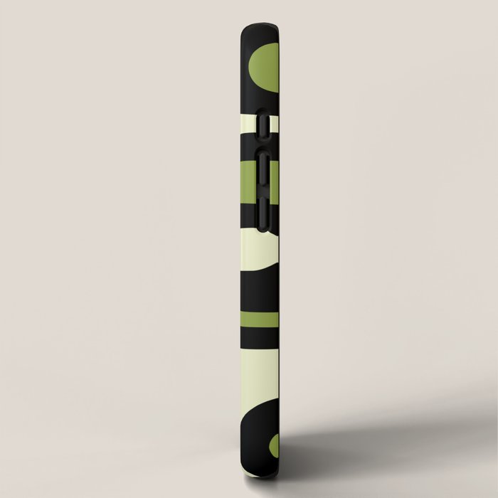 Mid Century Modern Piquet Minimalist Abstract Pattern in Olive Avocado Green and Black iPhone Case Gallery Image 2