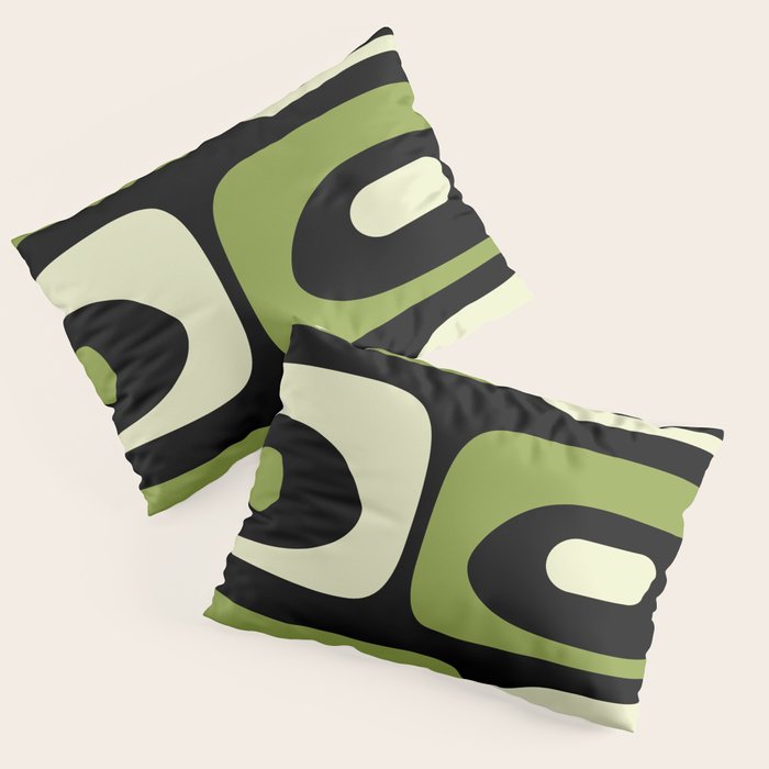 Mid Century Modern Piquet Minimalist Abstract Pattern in Olive Avocado Green and Black Pillow Sham Gallery Image 1